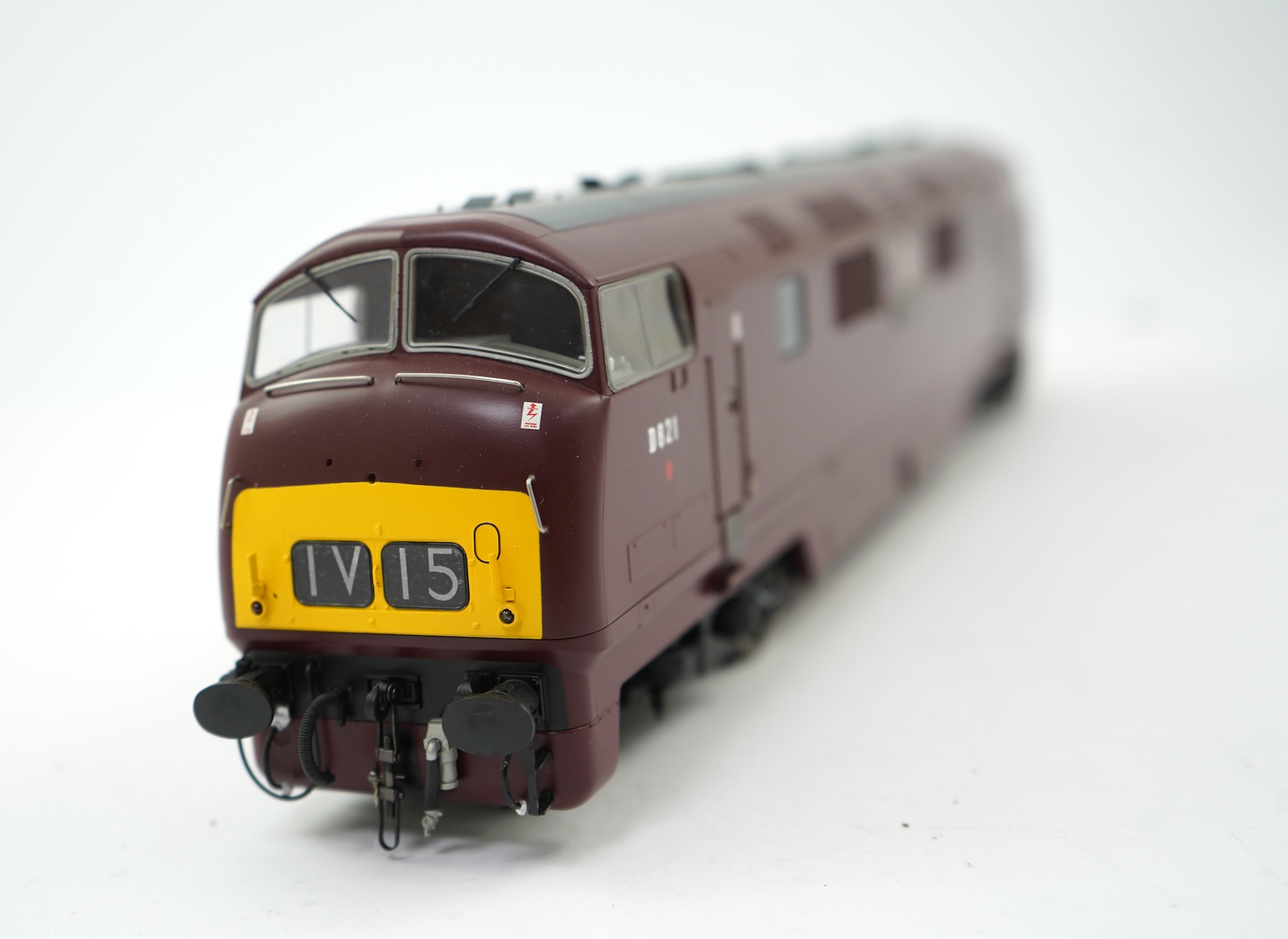 An 0 Gauge Heljan model of BR Warship Class Greyhound D821 Bo-Bo diesel hydraulic locomotive, powered for two rail operation, with original box and operating leaflet.